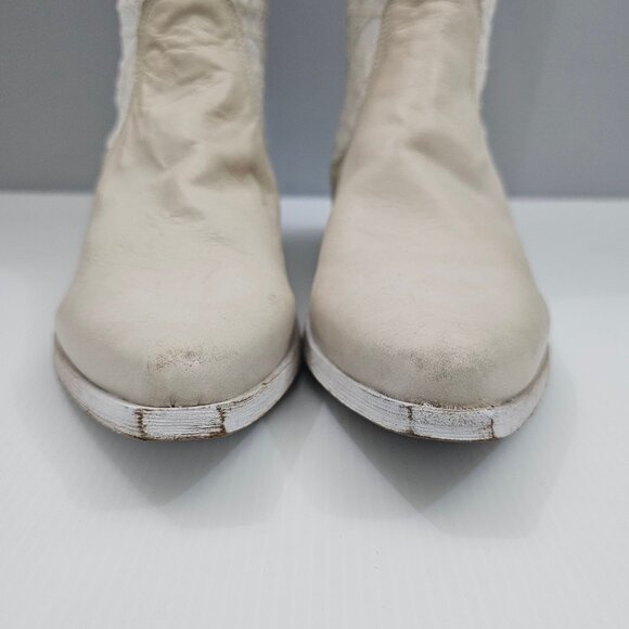 Free People Bren Knee High Boot Womens EU 39 Cream Embroidered Boho Slouchy - Picture 7 of 16